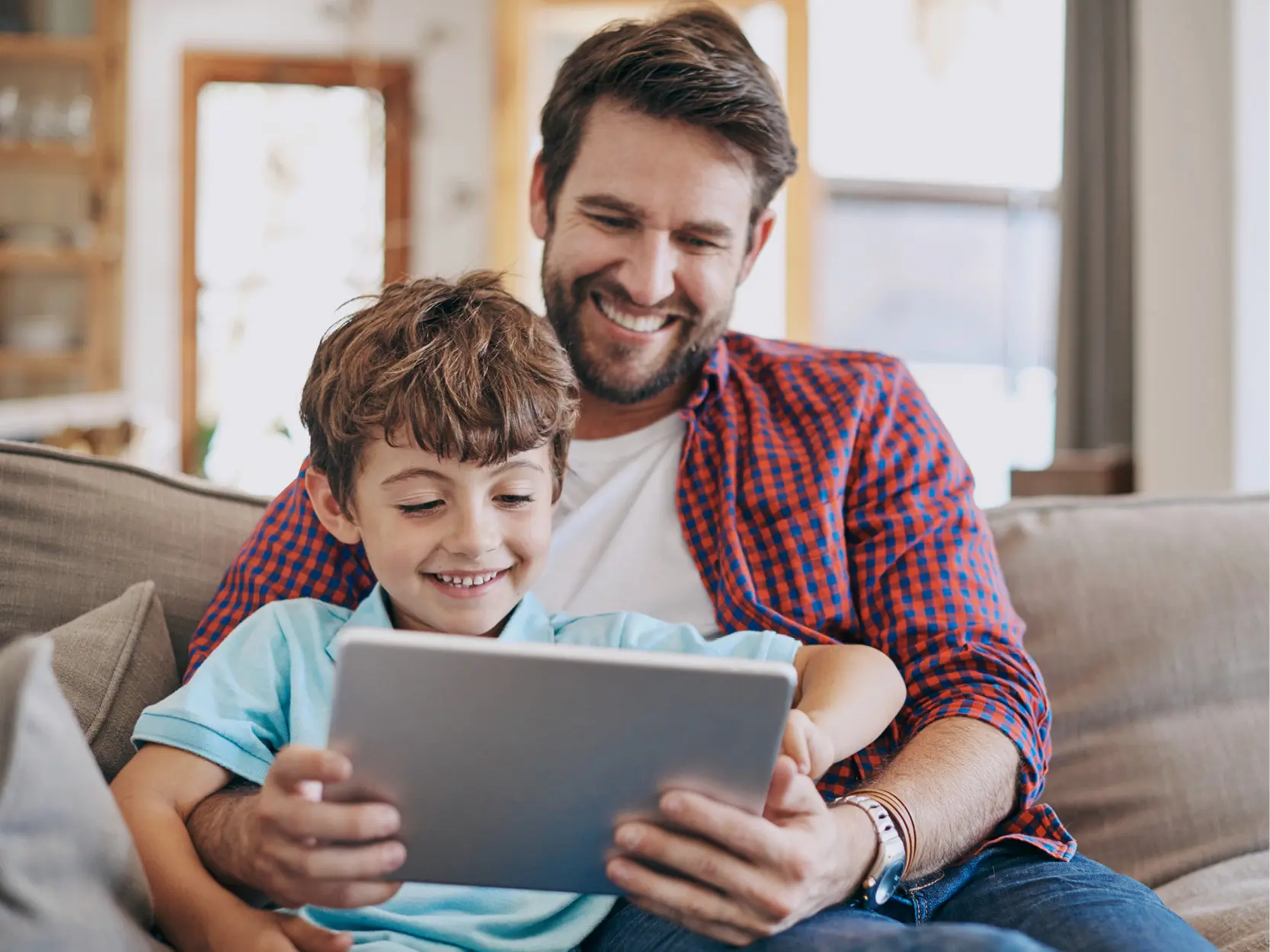 Dad and son enjoy Clearwave Fiber Internet